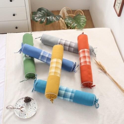 Round Buckwheat Filling Neck Pillow Cotton Pillowcase Column Cushion for Cervical Health Care Head Leg Back Support Bed Decor