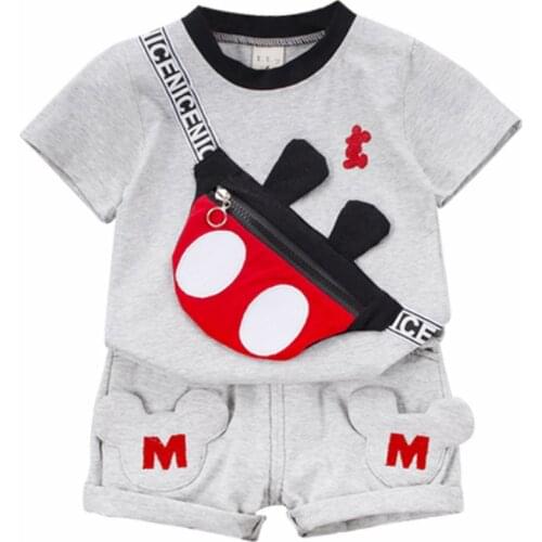 Summer New Childrens Short-sleeved Suit Boy Suit Shorts Suit Baby Pure Cotton Korean Version of Cool Fashion Clothes