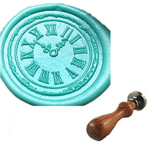 MDLG Custom Vintage Clock Cool Personalized Picture Letter Logo Retro Invitation Wax Seal Stamp Rosewood Handle Set
