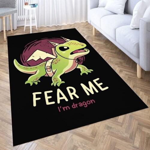 Cute Dragon Motivational Carpet for Living Room 3D Anime Cartoon Rug Gamer Teen Room Bedside Lounge Rug Kids Children Floor Mats