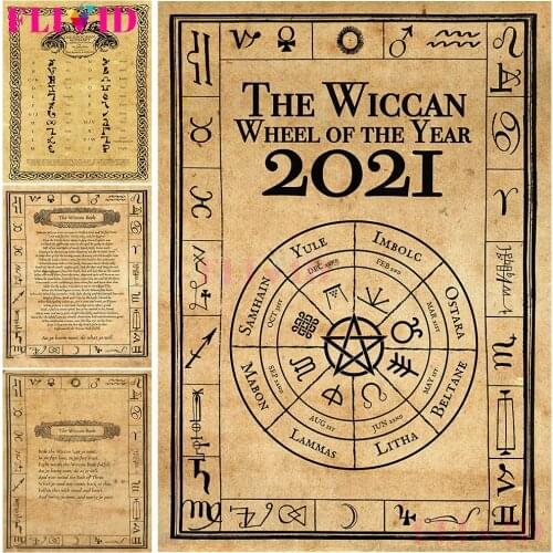 Die Enochian Alphabe Of Wicca Hexe Wall Art Das Wicca Rad Des Jahres 2021 Canvas Print Hexerei Pagan Poster Witchcraft Decor