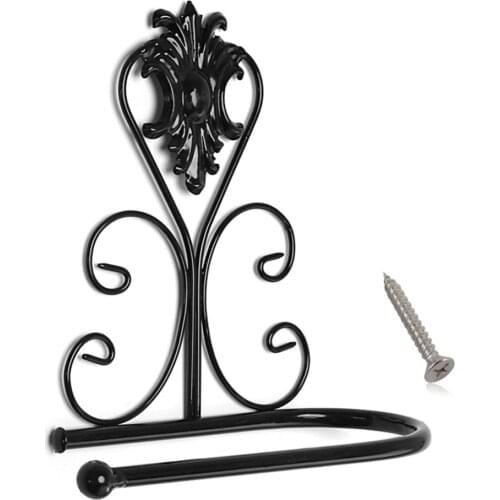 New Vintage Iron Toilet Paper Towel Roll Holder Bathroom Wall Mount Rack Black New