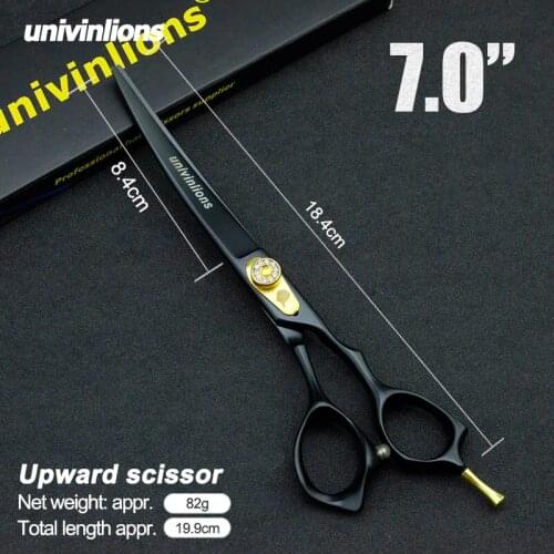 7" Pet Dogs Gromming Scissors Up Curved Shears Sharp Edge Animals Cat Upward Hair Cutting Barber Cutting Tools Stainless Steel