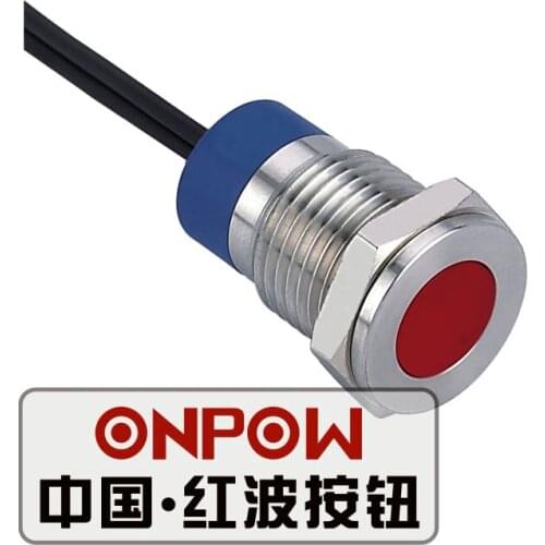 ONPOW 12mm Flat Dot LED Stainless steel Signal lamp, indicator lamp, Metal indicator light (GQ12T-D/R/6V/S-Y) CE,RoHS
