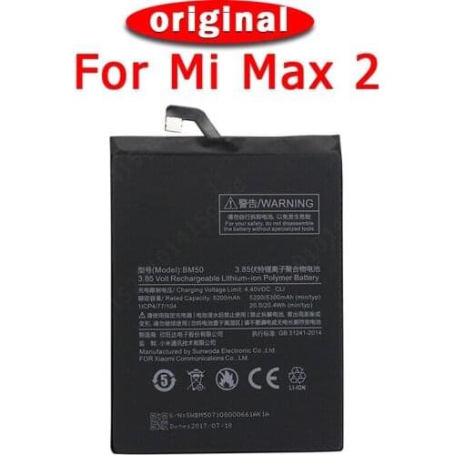 Original BM50 5200mAh Batteries For Xiaomi Mi Max 2 Battery For Mi Max2 Li-ion Bateria Replacement Spare Parts