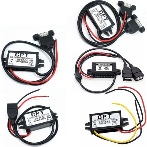 New DC-DC 12V to 5V Car Power Step Down Buck Converter Power Supply Male Female Micro USB Mini USB Adapter Auto Protection