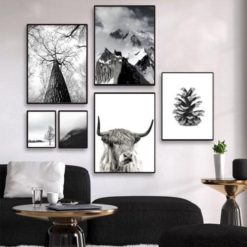 Scandinavian Winter Landscape Canvas Poster Nordic Style Snow Mountain Forest Nature Wall Art Print Painting Pictures Home Decor