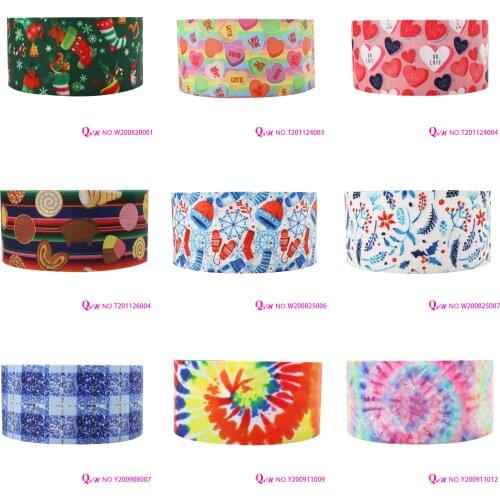 Q&N Ribbon 16mm~75mm Christmas Decorations XOXO Printed Grosgrain Ribbon Accessories DIY Material Craft Supplies Free Shipping