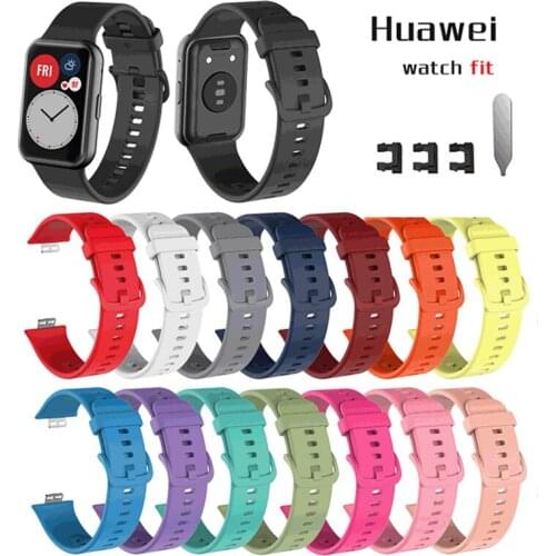 Silicone Strap Smartwatch Replacement Part Sport Wrist Band Watchband For Huawei Watch Fit Smart Wristband Bracelet Accessories