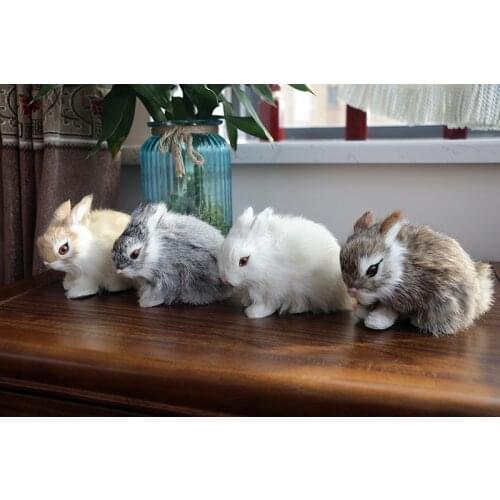Mini Cute Rabbits/Chicks Plush Toys Fur Lifelike Animal Easter Bunny Simulation Rabbit Toy Model Birthday Gift Rabbit Doll