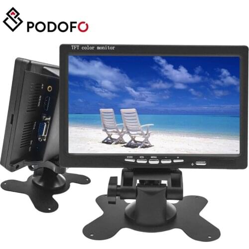 Podofo Computer & TV Display CCTV Security Surveillance 7" LCD Screen Car Rear View Monitor , HDMI / VGA / Video / Audio DC 12V