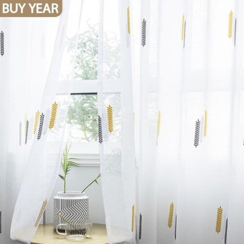 Modern Curtains for Living Dining Room Bedroom Simple and Fresh Mesh Towel Embroidered Fabric Window Screen Tulle Custom Made