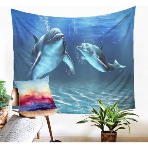 Fabric Wall Hanging Original Printing Carpet On The Wall Cute Dolphins Pattern Modern Home Decoration Dorm Decor Wall Tapestry