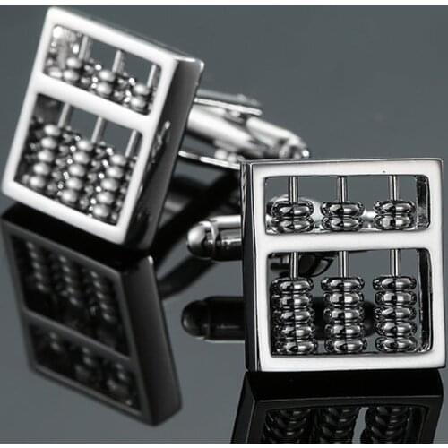 High quality mens shirt cuff link fashion suit classic jewelry function abacus cuff link designer business shirt badge pin gift
