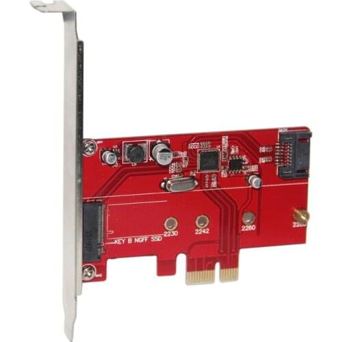 XT-XINTE LT304-NS Desktop PCI-E 2.0 to Key B (NGFF) / SATA 3.0 B-key Transfer Card for 2230/2242/2260/2280 SSD