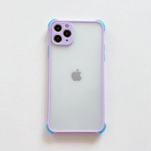 For iPhone7P 8P 7 8 X XR xsmax 11 11PRO 11PROMAX 12/12pro mobile phone Simple four-corner collision protection case Purple