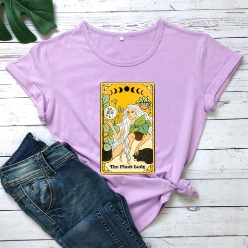 The Plant lady Womens T-shirt moon phase plant lady Shirt Gardening Gift fashion casual 90s aesthetic top