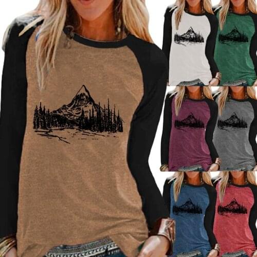 Ladies Fashion Autumn Casual Long Sleeve Shirt Top Printed Round Neck Loose T-shirt Pullover Sweater Large Size Ladies T-shirt