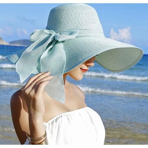 Beach Grass Hat Women Go To The Beach In Summer Sun Hat With Big Brim Sun Block Holiday Sun Hat With Wide Brim