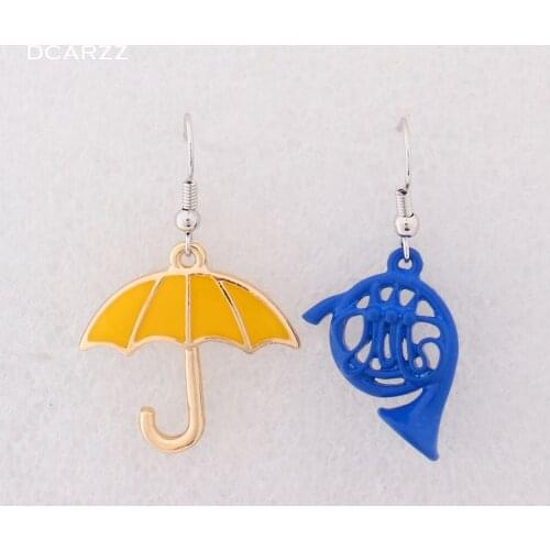 How I Met Your Mother Earrings Yellow Umbrella Blue French Horn Pendant HIMYM Women Drop Earring Jewelry Wholesale