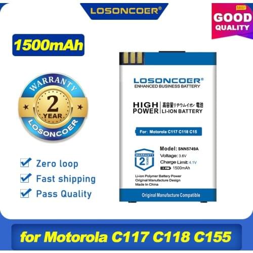 100% Original LOSONCOER 1500mAh SNN5749A Battery For Motorola C117 Battery C118 C155 C139 C115 C116 C157 V171 W150I W200