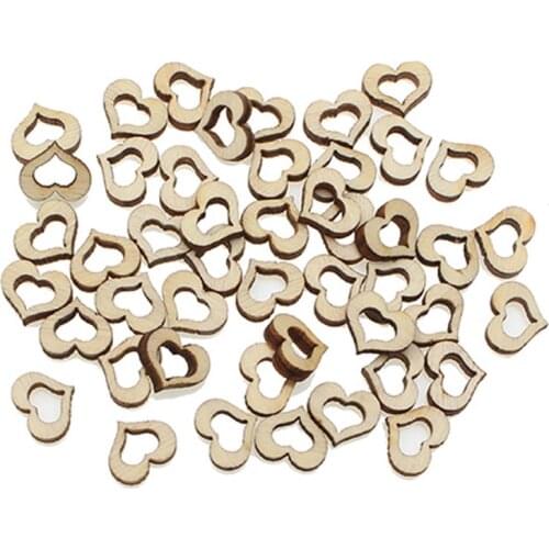 100Pcs 10x8mm Woody Hollow Heart Embellishments MDF Unfinished Wood Scrapbooking For Craft Decoration Diy