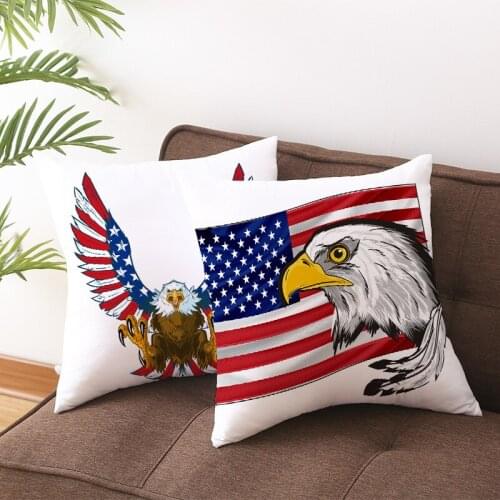 45x45 cm Independence Day Soft Pillow Cases Sofa Cushion Home Decor Seat Chair Pillowcase American Flag Throw Pillow Cases 1 Pcs