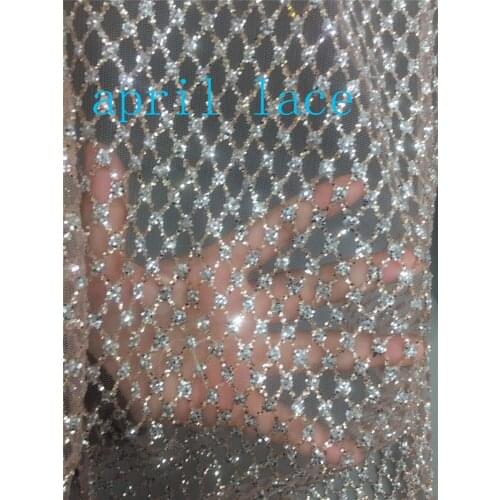 5yards luxury th01 # 61 nude gold grid mix silver color hand print glitter mesh tulle lace fabric for sawing wedding dress