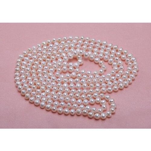 80cm 30'' 6x7mm white real pearl necklace natural freshwater pearl Woman Jewelry 35cm 14'' 125cm