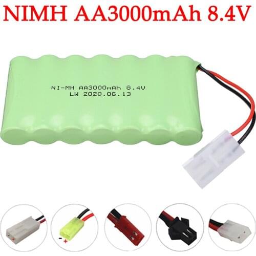 8.4v 3000mah NiMH Battery For Rc toy Car trucks Tanks Trains Robot Boat Gun nimh AA 8.4v Rechargeable Battery SM/Tamiya/JST plug