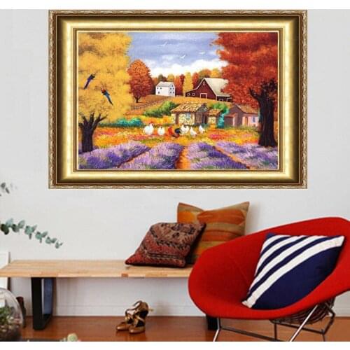 2018 New Real Diy Diamond Painting Cross-stitch Pattern Embroidery With Tools Romantic Landscape Craft Gift 40*30 Free Shipping