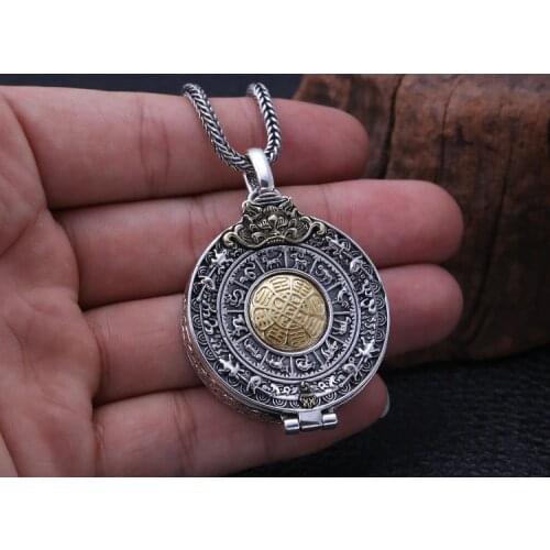 925 Sterling Silver Vajra Chinese zodiac men women amulet pendant Charm Locket A4648