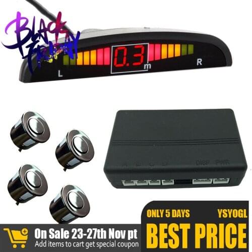 Car Mounted 12V Reversing Radar Beeps Small Crescent LED Display Precise Range Warning Radar