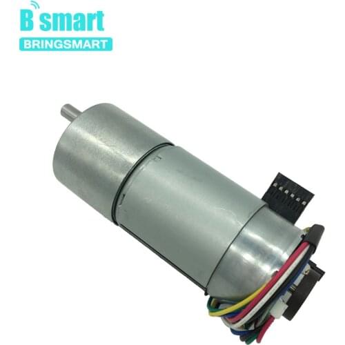 Bringsmart 12V DC Gear Motor High Torque 24V DC Encoder Motor Speed Control Encoder Disk Motor 6V With Code Disc JGB37-540B