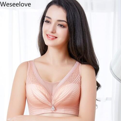 Weseelove Lace Bralette No Rims Gathered Thin Underwear Plus Size Soutien Gorge Femme Bra Sexy Womens Invisible Bra X14-5