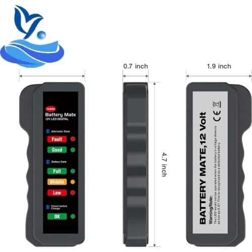 BM310 Mini 12V Car Battery Tester Digital Test Tool Alternator 6 LED Lights Display Auto Diagnostic Tools
