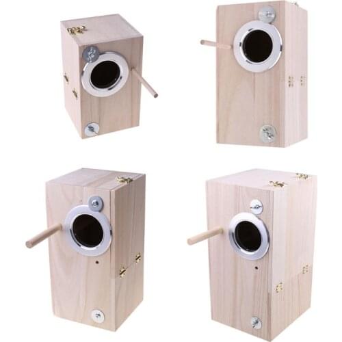Wooden Bird Nesting Breeding Box House Parakeet Mating Case with Clear Window for Cockatiel Finch Canaries Lovebird Parr
