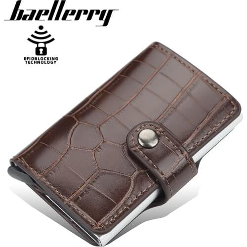 Baellerry Men PU Leather Money Pockets with Multi Card Position Buckle Card Holder Automatic Spring Card Holder Female carteras