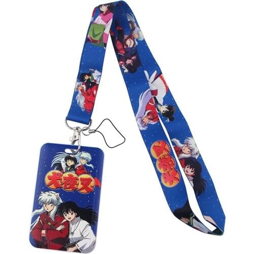 ER572 Anime Boy Couple Lanyard Card ID Holder Car KeyChain ID Card Pass Gym Mobile Phone Badge Key Ring Holder Jewelry