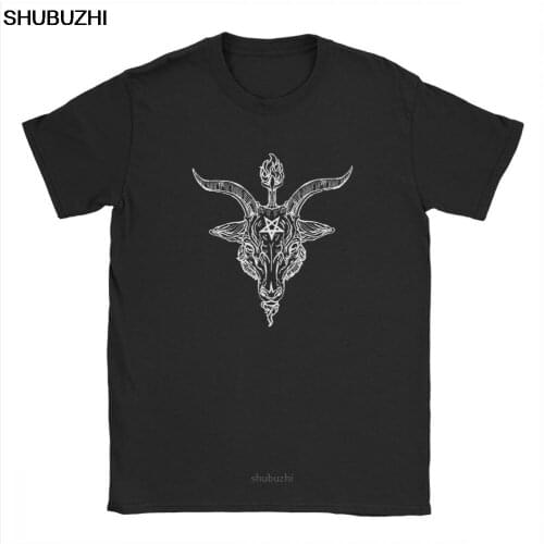 Baphomet T Shirt Mens Cotton Humorous T-Shirt Round Neck Satanic Pentagram Tees Short Sleeve Goat Clothing Plus Size sbz8107