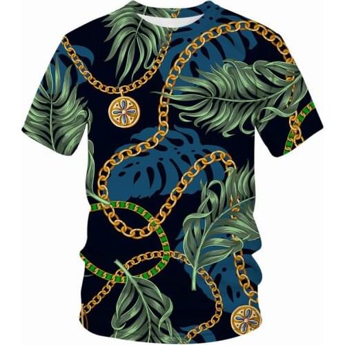 2021 Brand New Men T Shirt Tops O neck Short Sleeve Tees Fashion Big golden chain Hot T-shirt Casual Luxury streetwear Male