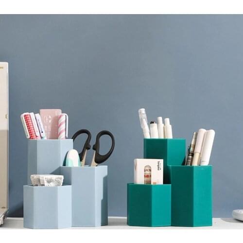 1PC Kawaii Large Capacity Desk Pen Holder Pencil Makeup Storage Box Desktop Organizer Stand Case School Office Stationery