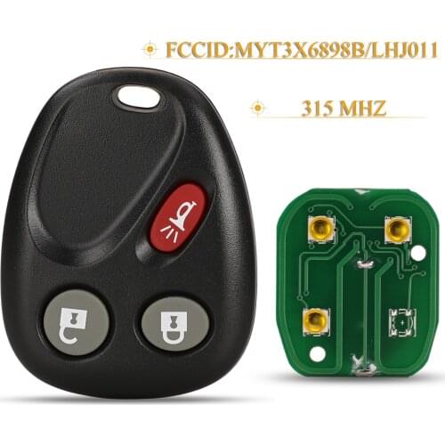Kutery 4 Buttons Remote Car Key 315MHZ For Buick Rainier Hummer H2 GMC Chevrolet Suburban 1500 Pontiac Fccid:MYT3X6898B/LHJ011