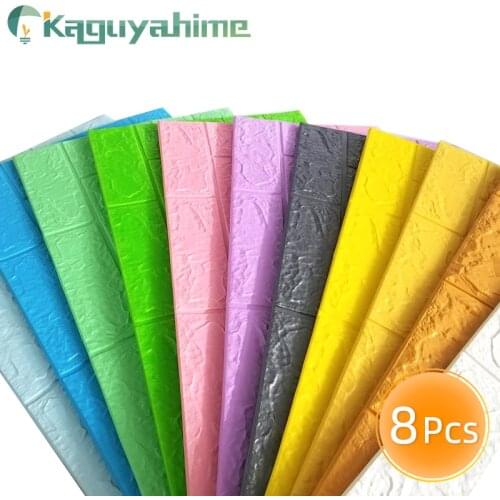 Kaguyahime 8Pcs/lot 3D Self-Adhesive Wall Stickers DIY Waterproof Wallpaper Decor TV Backdrop Ktichen Bedroom Wallpapers