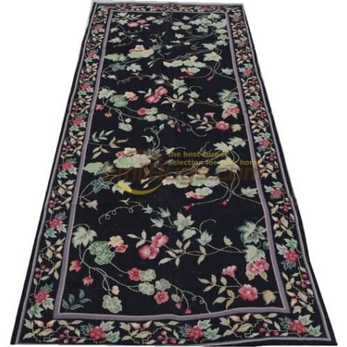 Aubusson Hand-stitched Oriental Square Carpets Completed Hand Crafted Needlepoint Colorful Floral Bedroom Carpet Carpets Runner