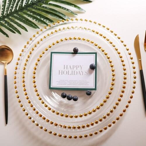 Creative Phnom Penh Electroplated Glass Beads Plate Western Steak Pad Fruit Dining Plate Tableware Disc Dinner Plates Dishes