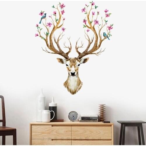 Creativity Sika Deer wall sticker PVC Material DIY Art Wall decals For Living room Sofa Background wall home decor sticker