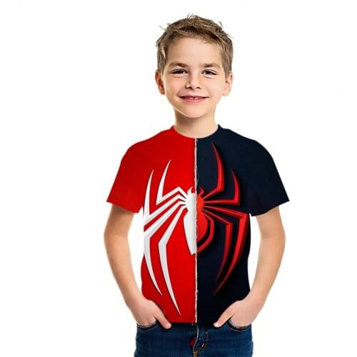 Summer boys and girls 3D printing spider T-shirt new fashion cotton casual style childrens round neck short sleeve