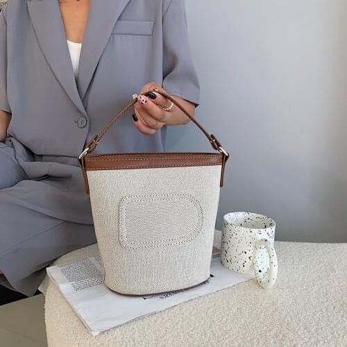 Fashion Solid Bucket Shoulder Bags For Women 2021 New Soft PU Leather Crossbody Bags Casual Mini Canvas Womens Bag High Quality