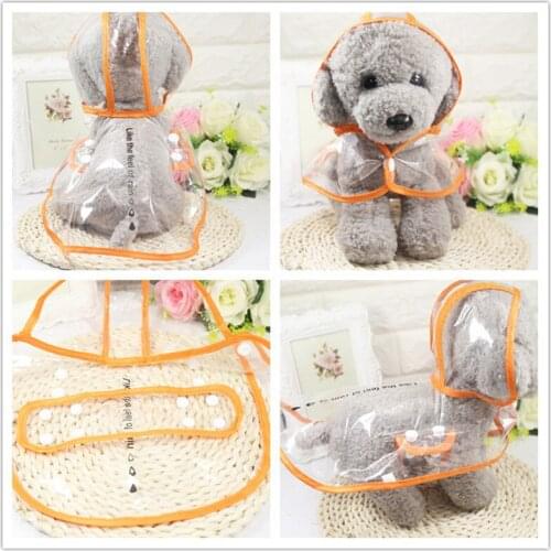 Fashion Pet Puppy Dog Raincoat Hoody Waterproof Puppy Clothing Transparent Colour Raincoat Rain Cover Jacket Pet Clothing